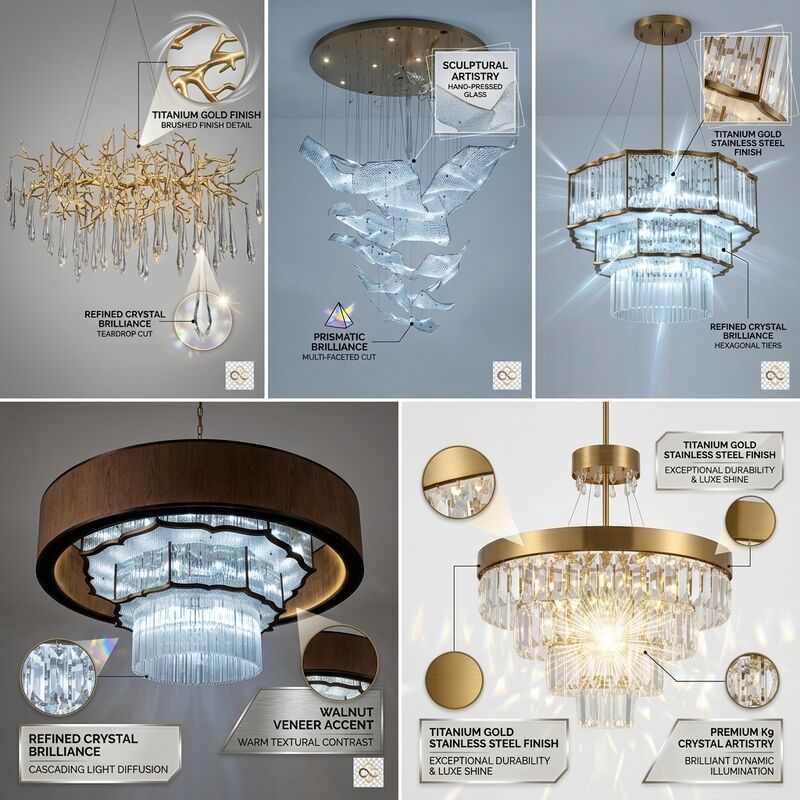 Hotel Project Pendant Light Custom Golden Metal Body Adjustable Color Temperature 3000-6500K For Guest Room
