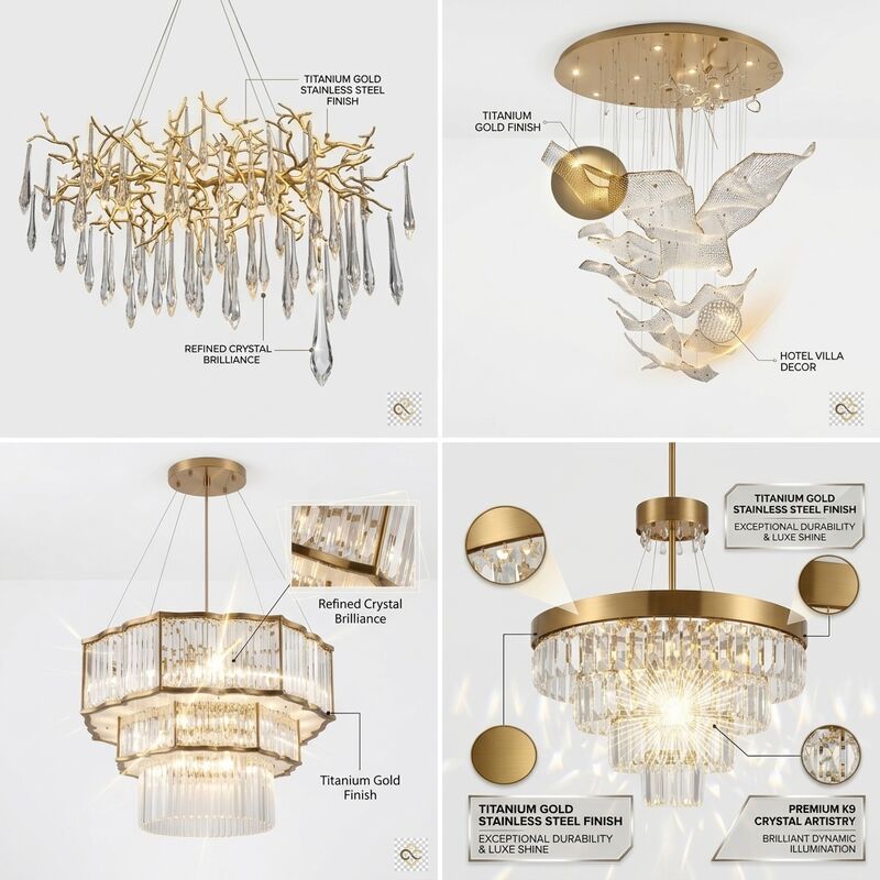 Custom Project Pendant Light Golden Metal Body Adjustable Color Temperature 3000-6500K For Architect Design