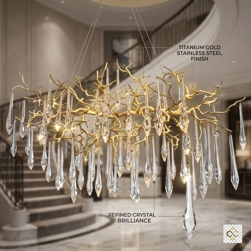Foyer Pendant Light Custom Made Golden Metal Body Adjustable Color Temperature 3000-6500K For Entrance