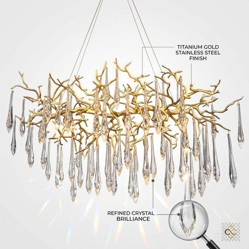 Glass Custom Pendant Light Golden Metal Body Adjustable Color Temperature 3000-6500K For Dining Room