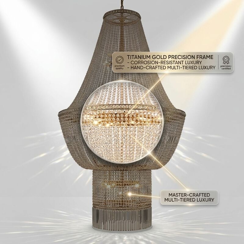 Villa Staircase Water Droplet Chandelier Crystal Pendant Light Manufacturer Custom Hanging Height Titanium Gold Finish