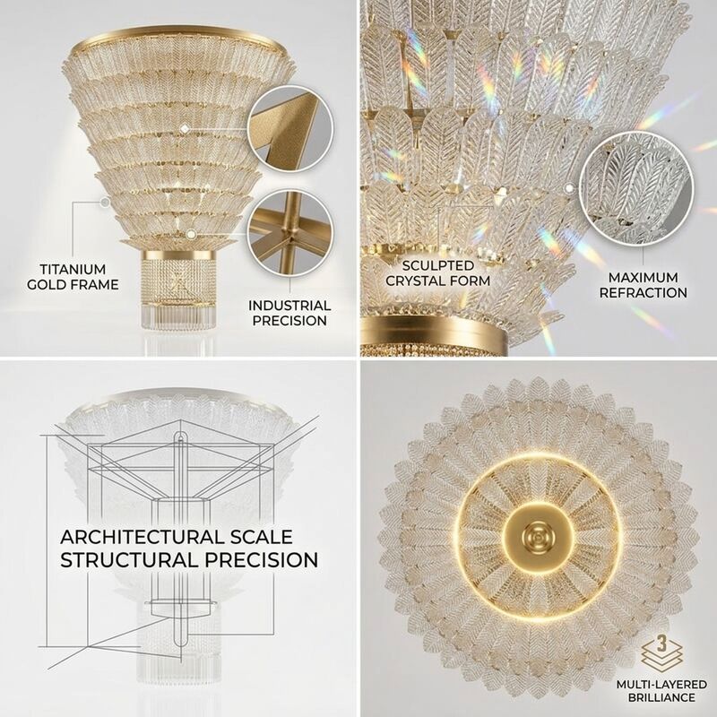 Custom Size Water Droplet Chandelier Crystal Pendant Light Titanium Gold Stainless Steel 220V Hotel Villa Restaurant