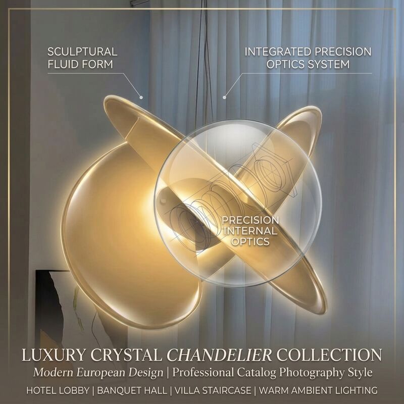 High Ceiling Crystal Ribbon Pendant Light Tailor Made European Chandelier 220V-240V LED Anti Dizziness 10-20m2