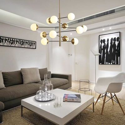 ODM Frosted Glass Ball Pendant Light Modern Simple Chandelier For Living Room Restaurant
