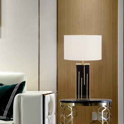 Fabric Lampshade Household Modern Table Lamp Black Gold E26 E27 Rustproof