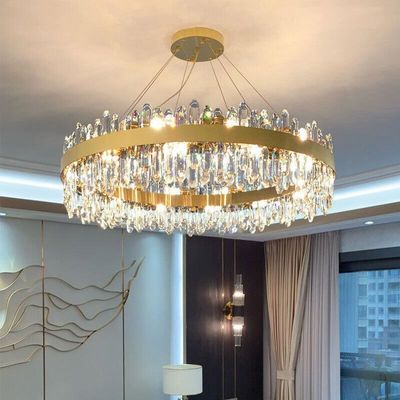 110V 240V E12 E14 Brushed Stainless Steel Entryway Chandelier Lighting For Dining Room