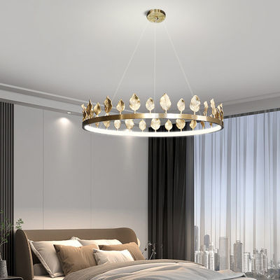 Dia40cm Dia60cm Copper Brass Leaf Pendant Chandelier Lights Tricolor Anti Rust