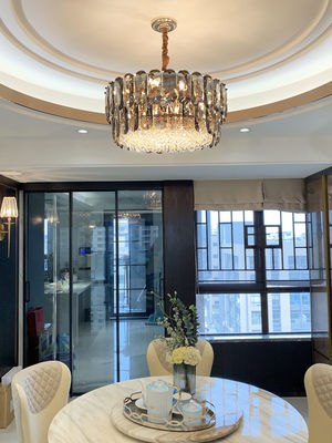 E14 Smoked Grey Pendant Light Rustproof Modern Crystal Chandelier Ceiling Lights