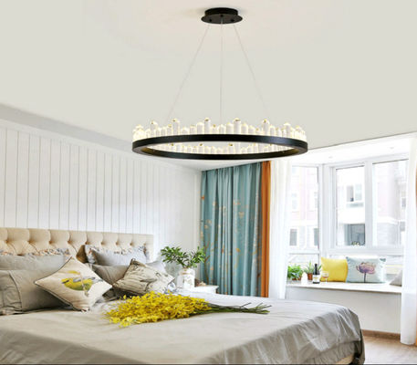Modern 100cm Circular Ring Chandelier Indoor Gold Iron / Copper / Crystal Chandelier