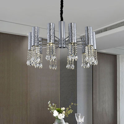 Stainless Steel Chrome Modern Crystal Ceiling Lights Adjustable 110V - 240V