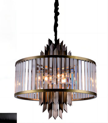 Energy Saving Smokey Gray Round Crystal Chandelier Modern Supports Customization