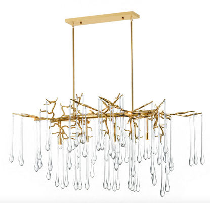 80 CRI Modern Crystal Chandelier Square Clear Glass Drop Chandelier