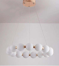 French Cream Style Nordic Living Room Chandelier Round Buddhist Bead Art Chandelier