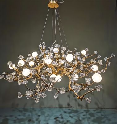 Customized All Copper Creative Glass Stone Pendant Chandelier To Create Light Luxury Style