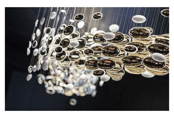 Customized Hotel Lobby Oval Art Chandelier Glass Extra Large Chandeliers