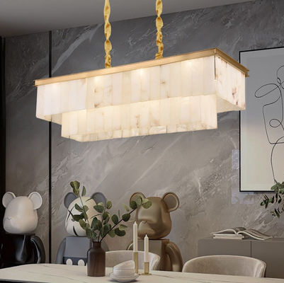 Modern Home Decor Brass Chandelier Alabaster Marble Shade Hotel Restaurant Room Pendant Lamp  Lightings Fancy Lights
