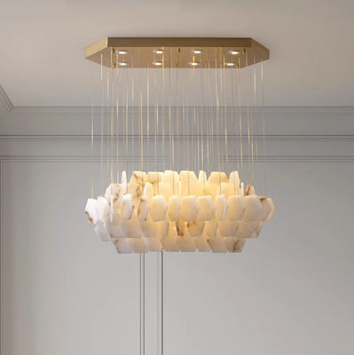 Minimalist Rectangular Alabaster Chandelier Home Decoration Lighting Hotel Restaurant Modern Design Marble Pendant Lamp