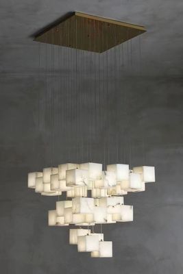 Custom Luxury Alabaster Chandelier Modern Style Villa High Ceiling Hotel Lobby Spiral Staircase Chandelier