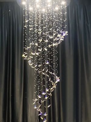 Luxury Artistic Butterfly Glass Ceiling Light Chandeliers For Hotel Villa Restaurant Wedding Decor