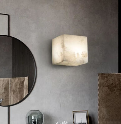 Square Alabaster Light Modern Led Room Light New Design Nordic Hotel Bedroom Bed Corridor Brass Marble Wall Light