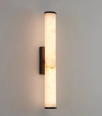 Long Linear Spanish Alabaster Marble Copper Wall Lamp Luxury Home Decor Wall Mounted Light Fixture For Living Room Hotel