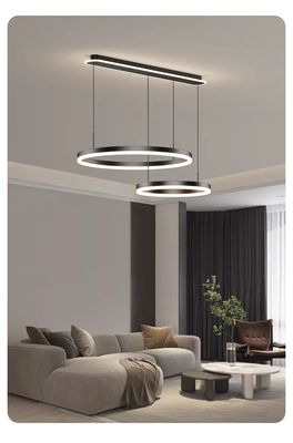 Modern Simple Dining Room Lights Three Circles Embedded Bedroom Lights Bottom Luminous Lamps And Lanterns Long Pendant Light