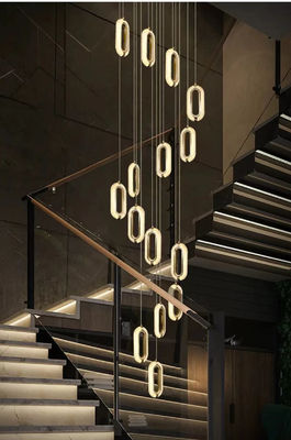 3200-6500K Three Colors Changing Light LED Chandelier Modern Light Luxury Acrylic Oval Pendant For Home And Restaurant