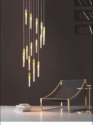 LED Patch Bulb Modern Long Crystal Rod Pendant Lamp For Luxurious Design In Living Room Dining Room Or Staircase