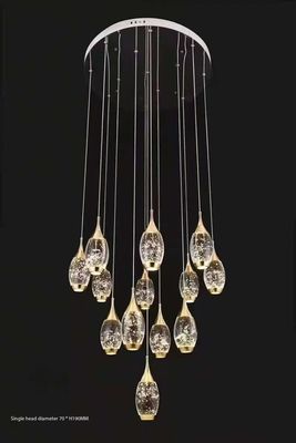 Perfume bottle shaped stair light duplex living room headlight villa light luxury led crystal light rotating staircase long chandelier
