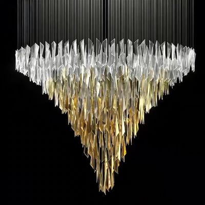 Modern Triangle Chandelier Gold White Transparent Glass Chandelier Light Luxury Large Chandelier Non-standard Custom Lamp