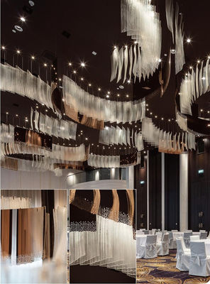 Ribbon Fan Glass Customized Hotel Lobby Senior Club Luxury High Ceiling Modern Chandelier