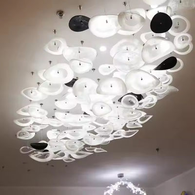 White Glass Pendant Art Glass Hotel Lobby Villa Living Room Luxury Glass Ceiling Led Decorative Chandelier