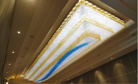 Large Size Rectangle Custom Modern LED Gloss K9 Engineering Entrance Hall Hotel Crystal Chandelier