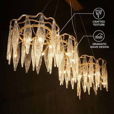 Luxury Marble Multi-Pendant Crystal Chandelier Light Custom Hanging Fixture Hotel Villa Club