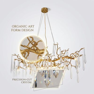 Custom Sputnik Crystal Chandelier Gold Branch Large Hotel Villa Club Luxury Statement Pendant Light