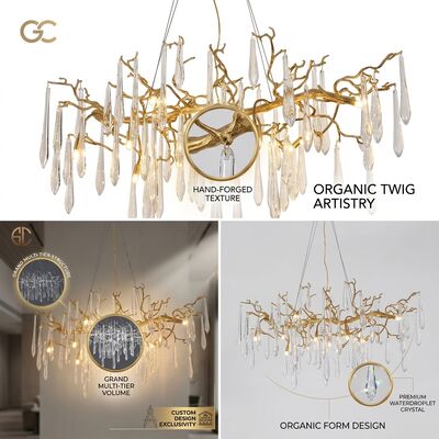 Custom Lantern Crystal Chandelier Gold Finish Hotel Club Villa Luxury Oriental Pendant Light Fixture