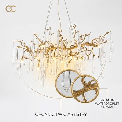 Custom Oval Pill Crystal Chandelier Gold Finish Hotel Reception Dining Club Luxury Pendant Light