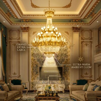 Brass Extra Large Chandelier LED Energy Saving Pendant Light For High Ceiling Atrium Villa