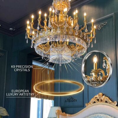 European Style Crystal Candle Chandelier K9 E14 LED Pendant For Villa Loft Dining Room