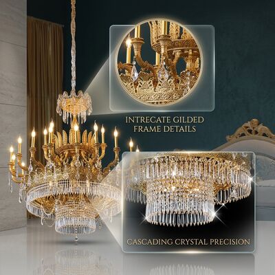 Custom Size Crystal Candlestick Chandelier E14 LED Candlelight For Private Yacht Exclusive Club